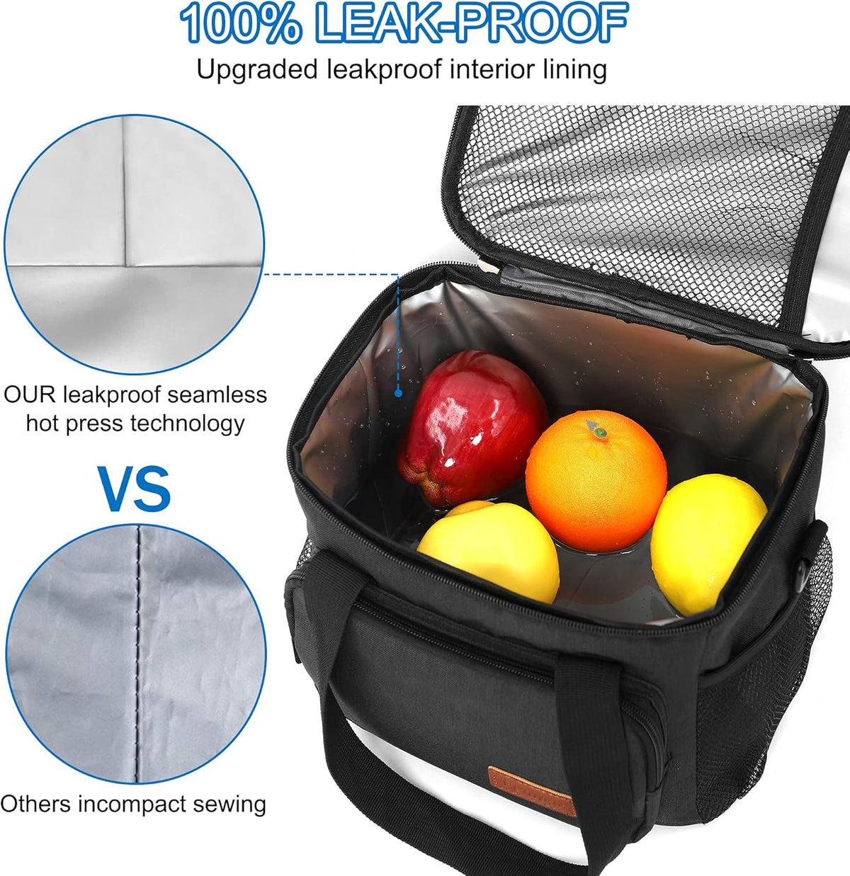Femuar Reusable Lunch Box for Men/Women - Insulated Lunch Bag Leakproof Lunchbox for Work Office Picnic Beach - Freezable Lunch Cooler Bag