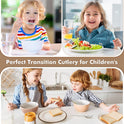 DRKIO Stainless Steel Toddler Utensils Set - 12 Pieces Kids Silverware Set Children Safe Food Grade Small Forks and Spoons Dishwasher Safe Mirror