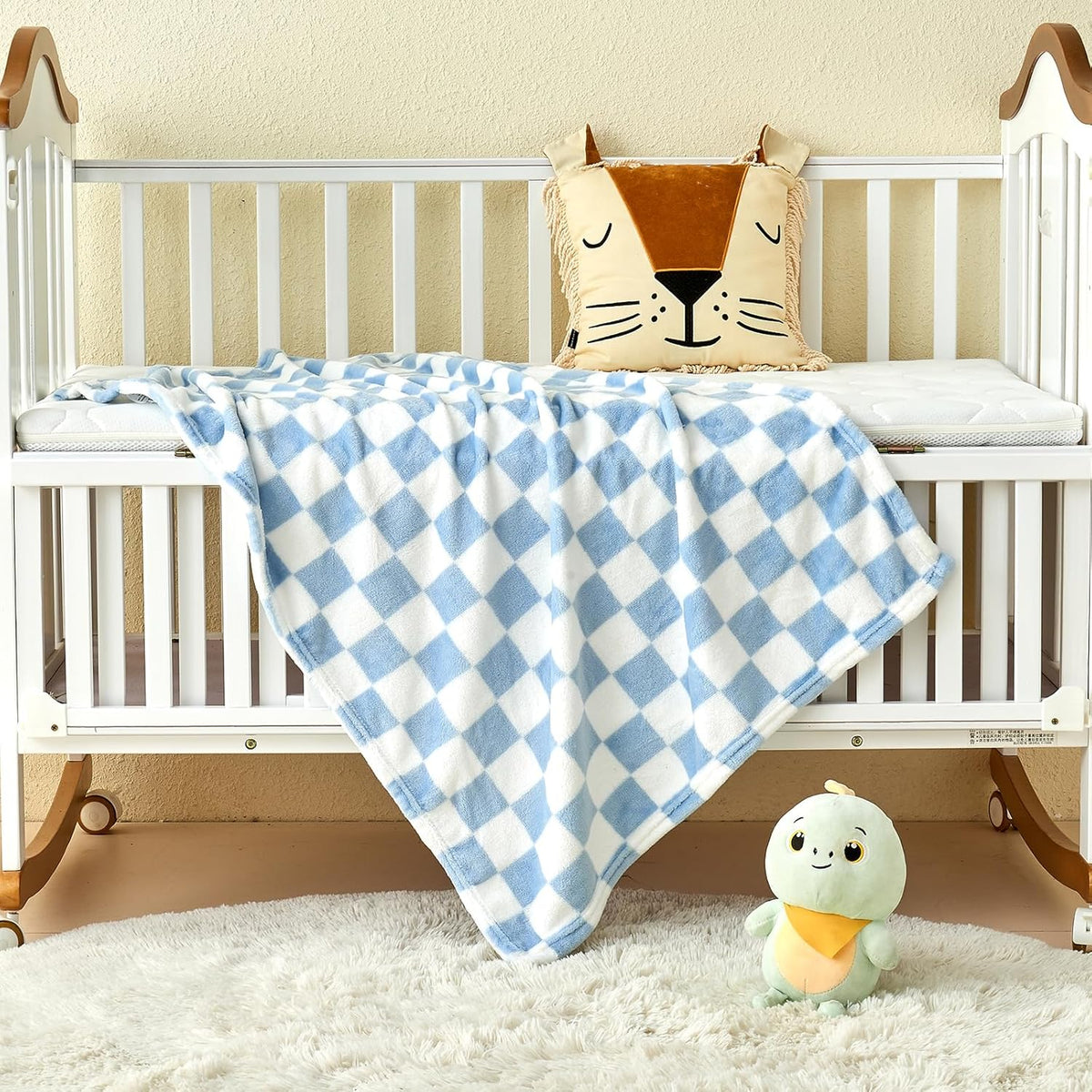 Yurhap Checkered Baby Blanket Fleece Baby Blankets for Boys, Ultra Soft Cozy Fluffy Infant Toddler Newborn Receiving Blankets for Crib Stroller