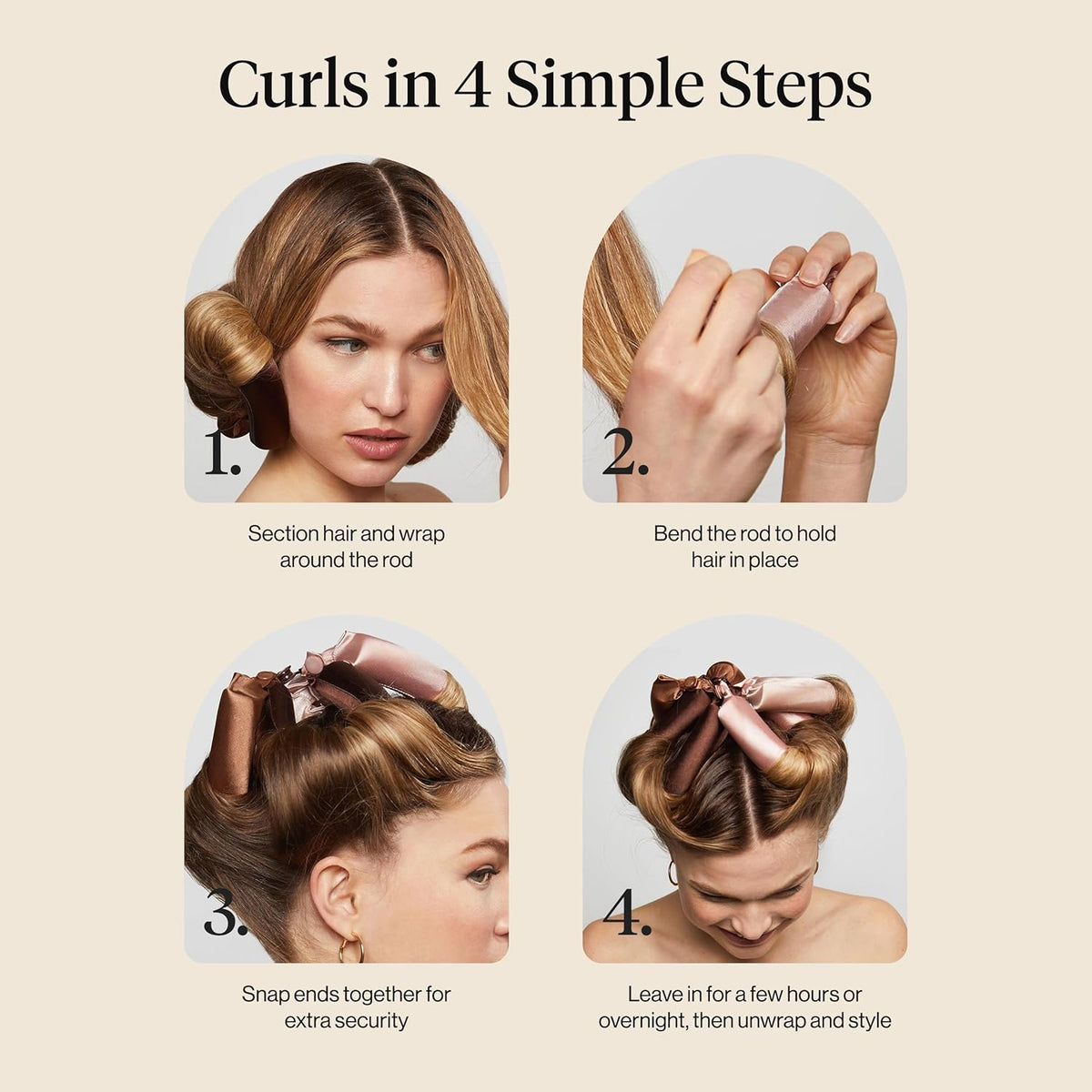 Kitsch Satin Hair Curlers, Heatless Curling Rod - Jumbo Flexi Rod, Heatless Hair Curler - Hair Curlers to Sleep In - No Heat Overnight Curls