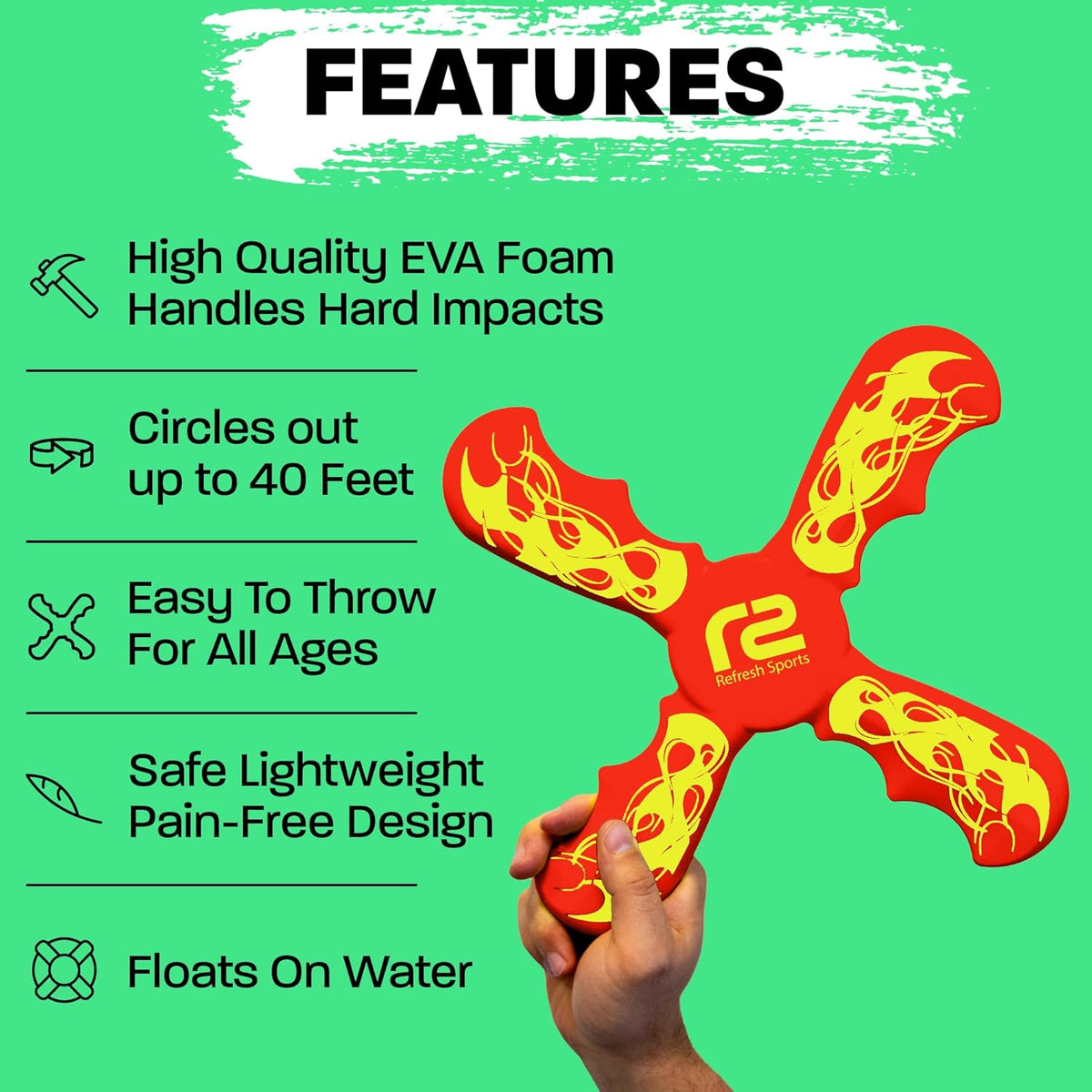 Boomerang for Kids - It Really Does Fly Back - Fun & Easy to Use Gifts for Boys & Girls - Best Toys for Ages 8-13 Gift Idea - Soft Foam Design