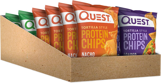 Quest Nutrition Tortilla Style Protein Chips Variety Pack, Chili Lime, Nacho Cheese, Loaded Taco, Low Carb, High Protein, Gluten Free, 1.1 oz (Pack