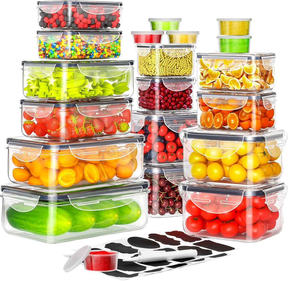 40 PCS Food Storage Containers with Lids Airtight (20 Containers & 20 Lids), Plastic Storage Meal Prep Container-Stackable 100% Leakproof & Microwave