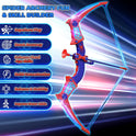 Spider Toys for Boys Age 3-4 4-6 6-8 8-12, Kids Toy BowArrow Shooting Set with Red & Blue LED Lights, Spider Quiver & Web Target, 8 Suction Cup