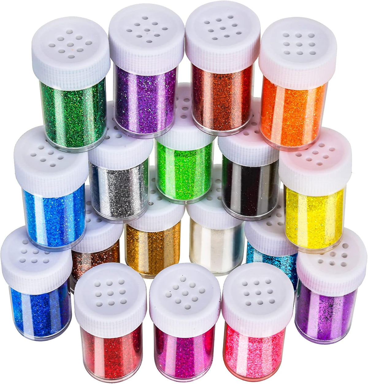 LEOBRO Glitter, 18 Pack Fine Glitter, Craft Glitter Powder Shake Jar, Multi Assorted Set Extra Fine Glitter for Resin Art Crafts Tumbler Scrapbook