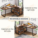 Tribesigns L-Shaped Computer Desk with 3 Drawers, Reversible Corner Home Office Desk with Shelves, 53-Inch Industrial PC Desk Study Writing Table