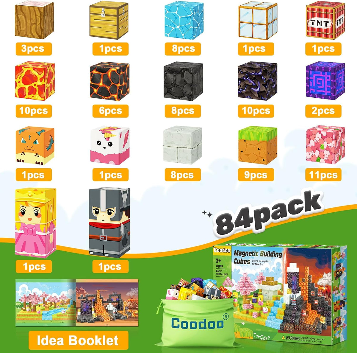 Magnetic Blocks - Build Mine Magnet World Magic Portal Set, Magnetic Tiles Building Blocks Toddler Toy STEM Sensory Outdoor Toys for 3+ Year Old Boys