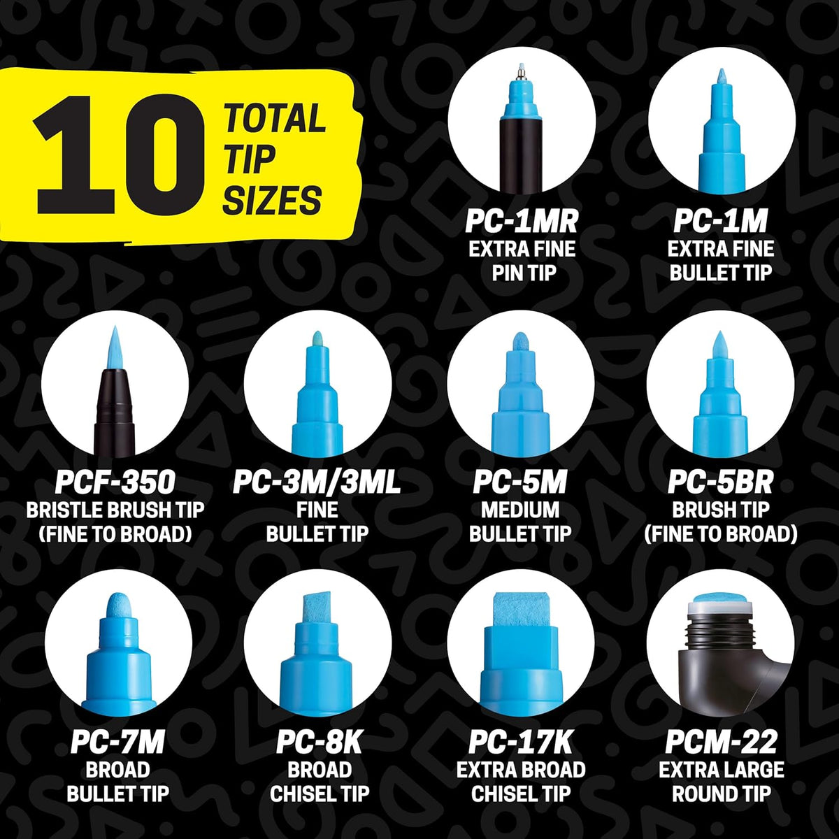 Posca Paint Art Markers, Set of 15 5M Medium Acrylic Markers with Reversible Tips, Artist Recommended Paint Pens for Gifts, Decorations, Fabric