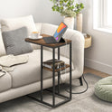 Yoobure C Shaped End Table with Charging Station, Small Side Table for Sofa，26" Tall Tv Tray Couch Table with Storage,Bedside Table with USB Ports