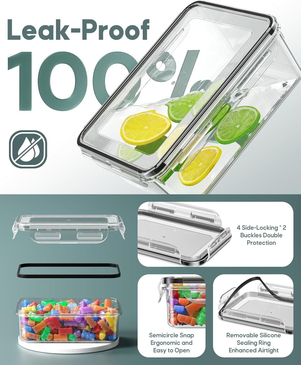 60 PCS Food Storage Containers with Lids Airtight, (30 Lids & 30 Containers) Leak proof Containers Set for Kitchen, Meal Prep, BPA-Free, PVC-Free