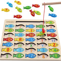 Magnetic Wooden Fishing Game Toy for Toddlers, Alphabet Fish Catching Counting Games Puzzle with Numbers and Letters, Preschool Learning ABC Math