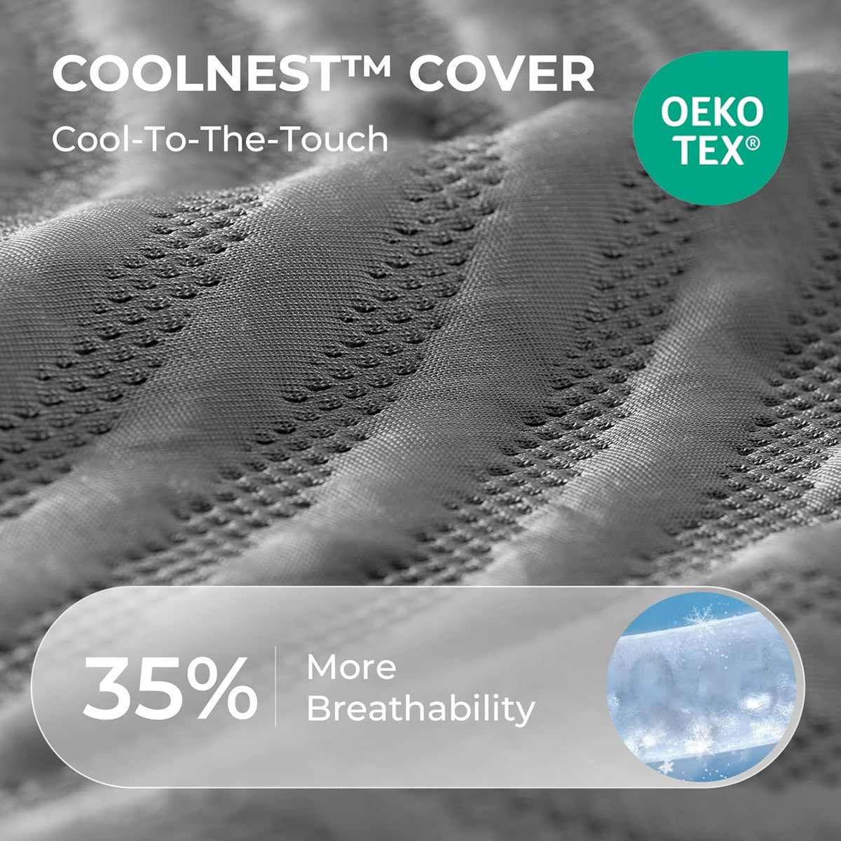 Sweetnight CoolNest 14 Inch King Size Mattress, Cooling King Memory Foam Mattress for Cool Night Sleep, 5-Zone Ergo Support for Pressure Relief