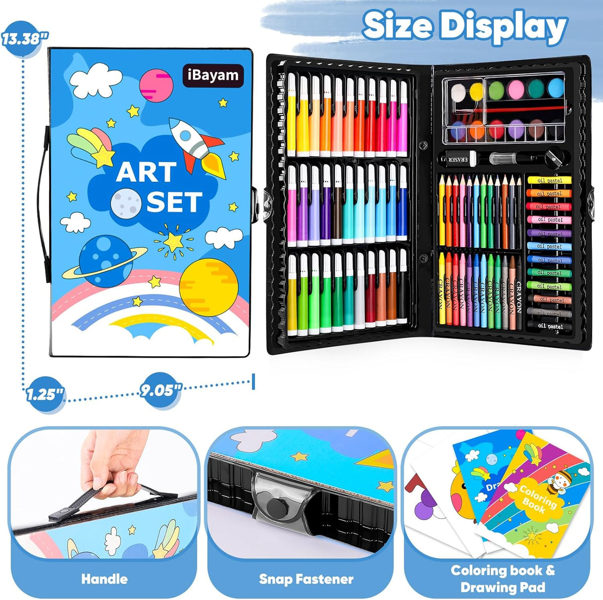 iBayam Art Supplies, 149-Pack Drawing Kit Painting Art Set Art Kits Gifts Box, Arts and Crafts for Kids Girls Boys, with Coloring Book, Crayons