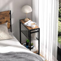 Small Side Table for Small Space, 3-Tier Narrow End Table with Magazine Holder,Slim Nightstand, Skinny Snack Couch Table in Living Room, Bedroom