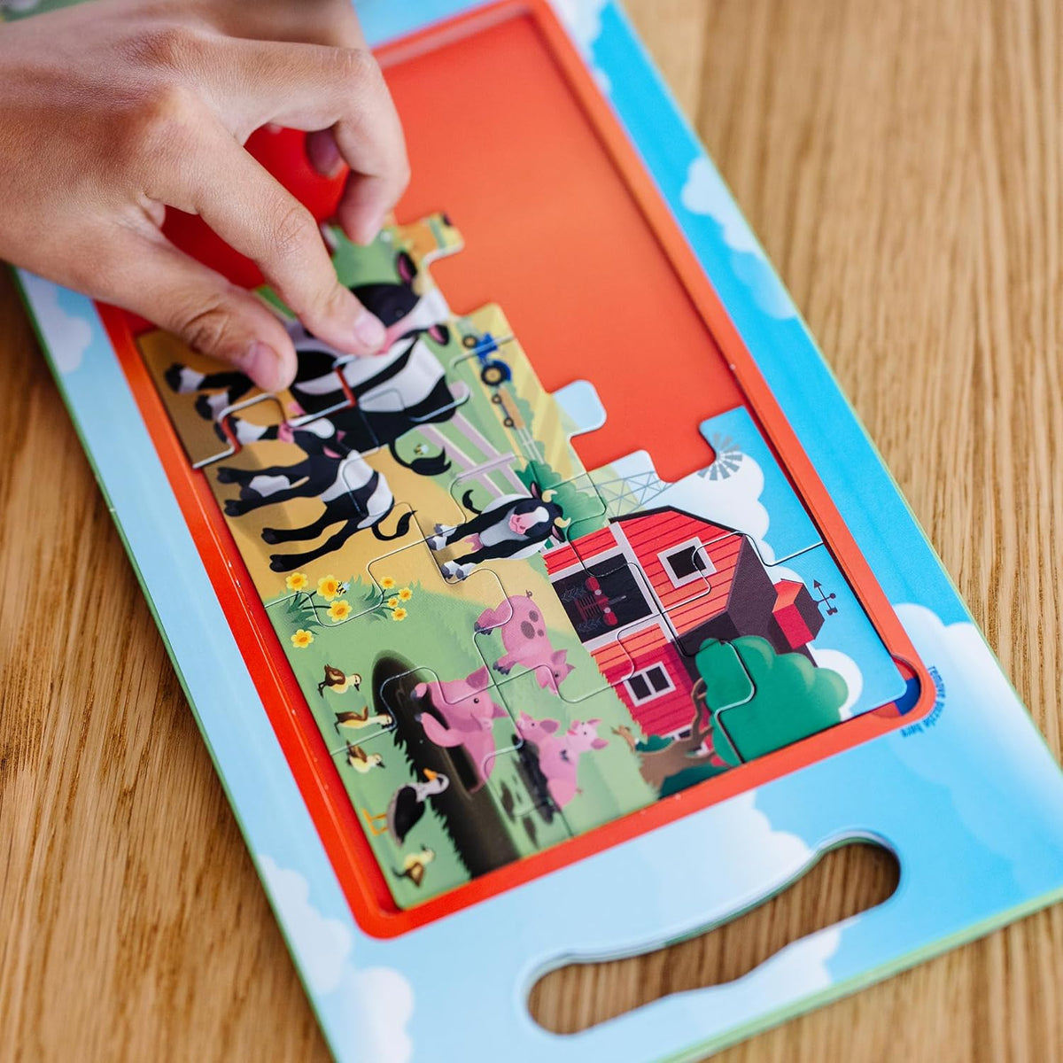 Melissa & Doug Take-Along Magnetic Jigsaw Puzzle Set – On the Farm (2 x 15 Piece) Travel Activity Toy for Preschoolers and Kids Ages 3+ - FSC
