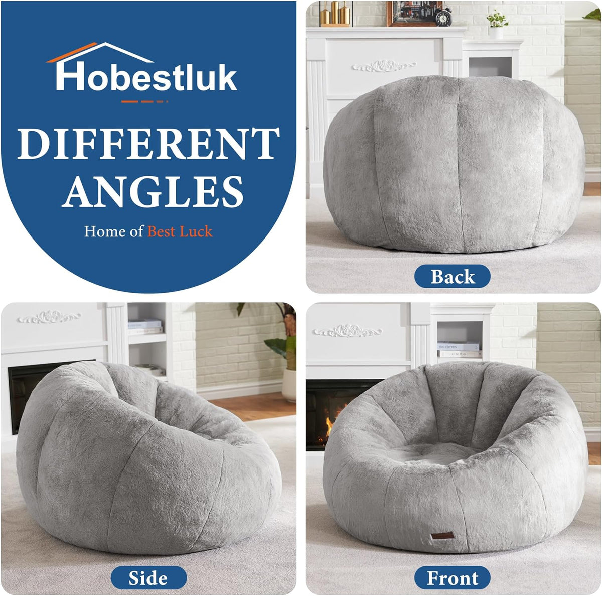 Hobestluk Bean Bag Chairs Large Bean Bag Couch for Adults Stuffed Sofa Chair Comfy Giant Bean Bag Chair with Spacious Design for Reading, Playing or