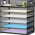 Marbrasse 6 Tier Paper Organizer Letter Tray - Mesh Desk File Organizer with Handle, Paper Sorter Organizer for Letter/A4 Office File Folder Holder