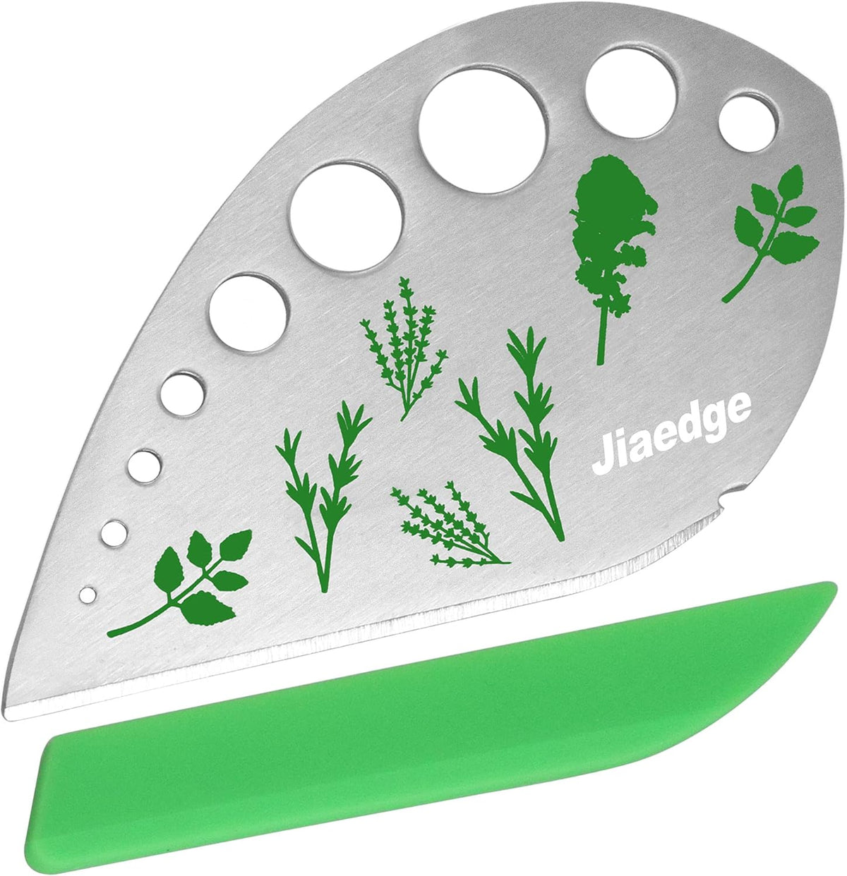 Herb Stripper, Jiaedge Green 9 holes Stainless Steel Kitchen Herbs Leaf Stripping Tool, Metal Herb Peeler for Kale, Collard Greens, Thyme, Basil