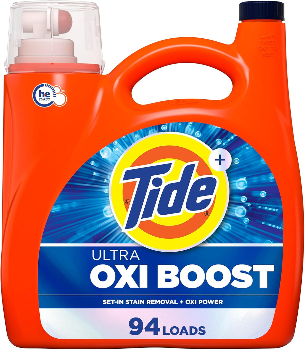 Tide Ultra Oxi Boost Liquid Laundry Detergent, 132 fl oz, 94 Loads, Advanced Stain Remover, Laundry Detergent Liquid with Extra Oxi Power (Packaging