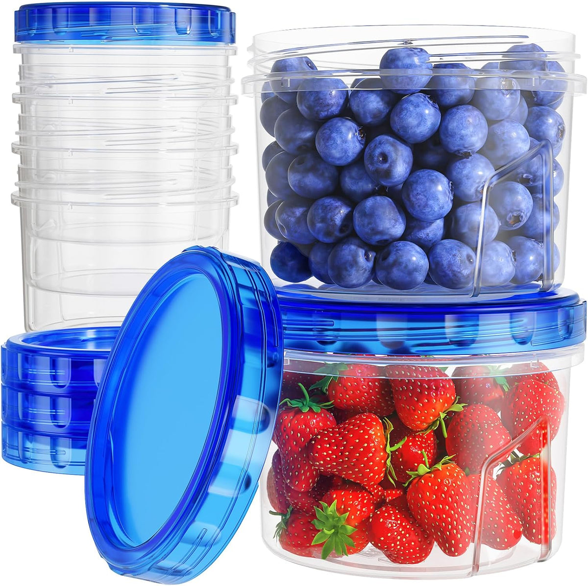 Freezer Storage Containers, [6 Pack-16 Oz] Airtight Plastic Food Storage Containers with Twist Top Lids, Soup, Meal Prep Containers | BPA Free