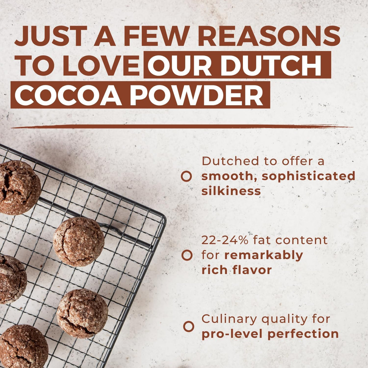 Cocoa Powder (8 oz) Dutch Processed Cocoa Powder, Unsweetened, Extra Rich Cocoa Flavor, 22-24% Fat, Premium Culinary Grade, Non-GMO Sourced, Fair