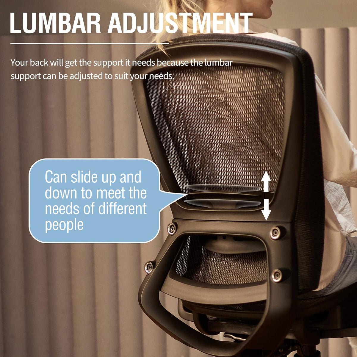 ELABEST Mesh Office Chair,Ergonomic Computer Desk Chair,Sturdy Task Chair- Adjustable Lumbar Support & Armrests,Tilt Function,Comfort Wide