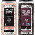 Soeos Himalayan Pink Salt 39 oz + Whole Black Peppercorns 18 oz, Coarse Grain, Kosher Salt for Grinder Refill, Salt and Pepper Grinder, Non-GMO