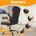 Executive Office Chair with Flip-up Armrests,Ergonomic Computer Desk Chairs,Mid-Tall Back Leather Office Chair 400 Lbs,Lumbar Support Swivel PC Chair