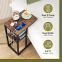 Yoobure C Shaped End Table with Charging Station, Small Side Table for Sofa，26" Tall Tv Tray Couch Table with Storage,Bedside Table with USB Ports