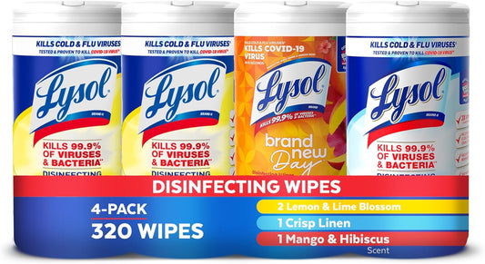 Lysol Disinfecting Wipes Bundle, Home Apartment Dorm Room Essentials and Cleaning Supplies, All Purpose Cleaner, Multi-surface Cleaning Wipes