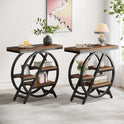 Tribesigns End Table for Living Room, 3-Tier Narrow Side Table with Storage, Wood Sofa Side Table with Geometric Metal Frame, Industrial Nightstand