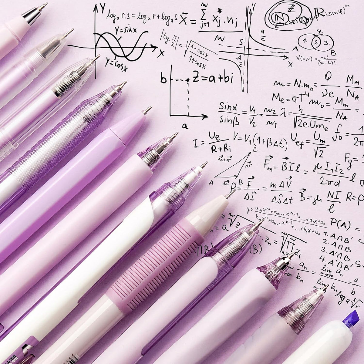 Four Candies Lavender Series Gel Pens, Black & Purple Ink Writing Pens with 0.5 mm Smooth Fine Point, School Office Stationery Supplies Desk