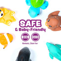 Tub Works® Marine™ Mold Free Bath Toys, 6 Pack | Sealed, No Hole Bath Toys Design Keeps Moisture Out | Soft, Squeezable & Float on Water | Easy-Grip