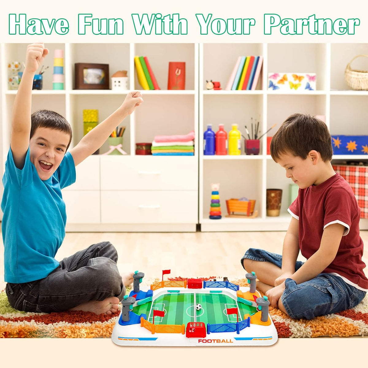 COUOMOXA Soccer Board Game for Kids: Mini Foosball Table Game - Interaction Soccer Toys for 3 4 5 6 7 8-12 Year Old Indoor Family Playroom Party