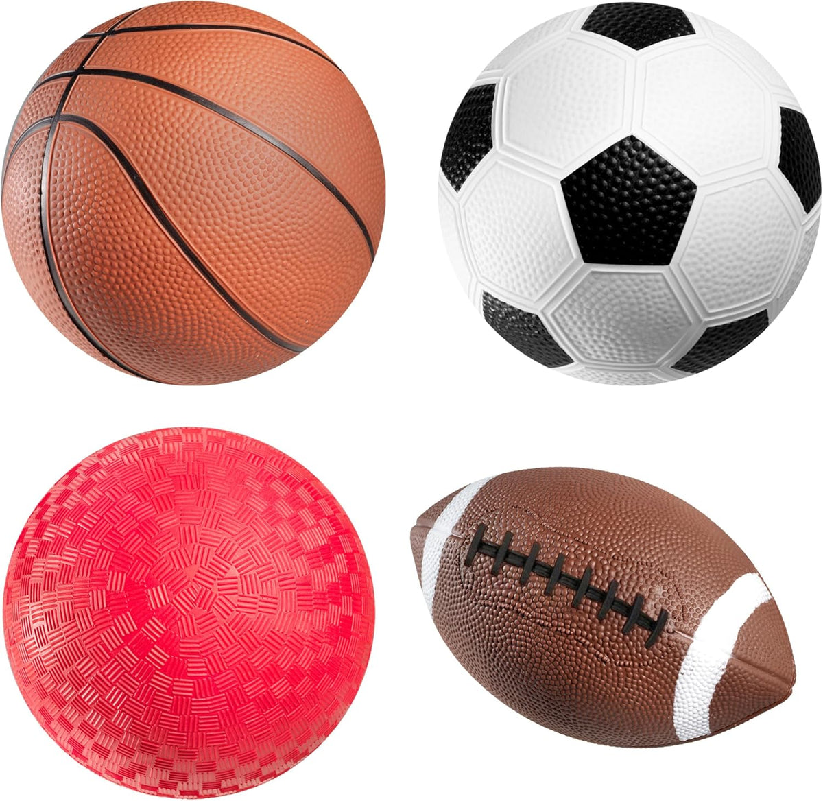 Bedwina Sports Balls for Kids & Toddlers - 5-inch Sports Balls Set Includes Football, Small Soccer Ball, Basketball, and Playground Balls, Fun