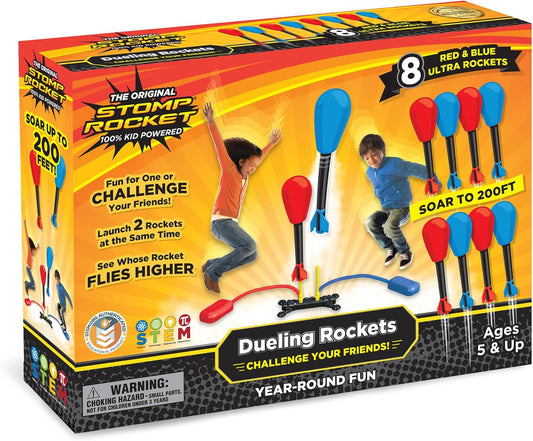 Stomp Rocket Original Dueling Rocket Launcher for Kids, 8 Rockets - Fun Backyard & Outdoor Kids Toys Gifts for Boys & Girls -Toy Foam Blaster Set