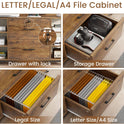 SEDETA 44" File Cabinet, Filing Cabinet fits Legal/Letter Size, 2 Drawer File Cabinets for Home Office with Lock, Power Strip, 6 Storage Shelves