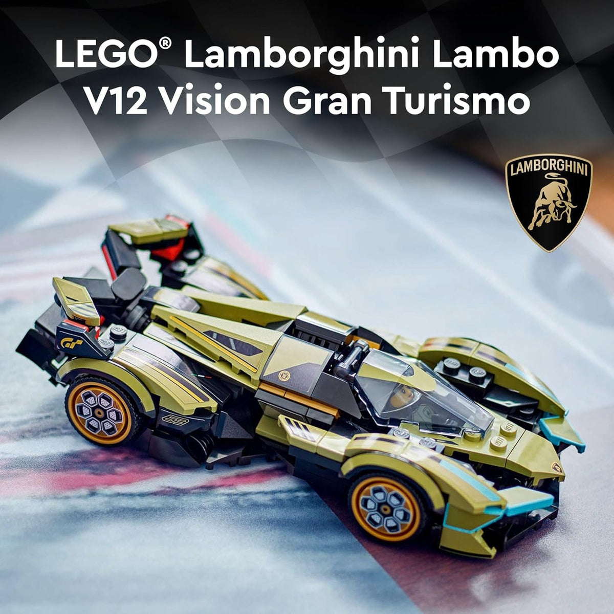 LEGO Speed Champions Lamborghini Lambo V12 Vision GT Super Car, Formula 1 Vehicle Toy, Driving Playset, Buildable Model Set for Kids, Lamborghini