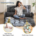 MAXYOYO Adjustable Floor Sofa Couch with 2 Pillows, Multi-Functional Bean Bag Bed, 5-Position Foldable Lazy Sofa Sleeper Bed with Armrest, Versatile