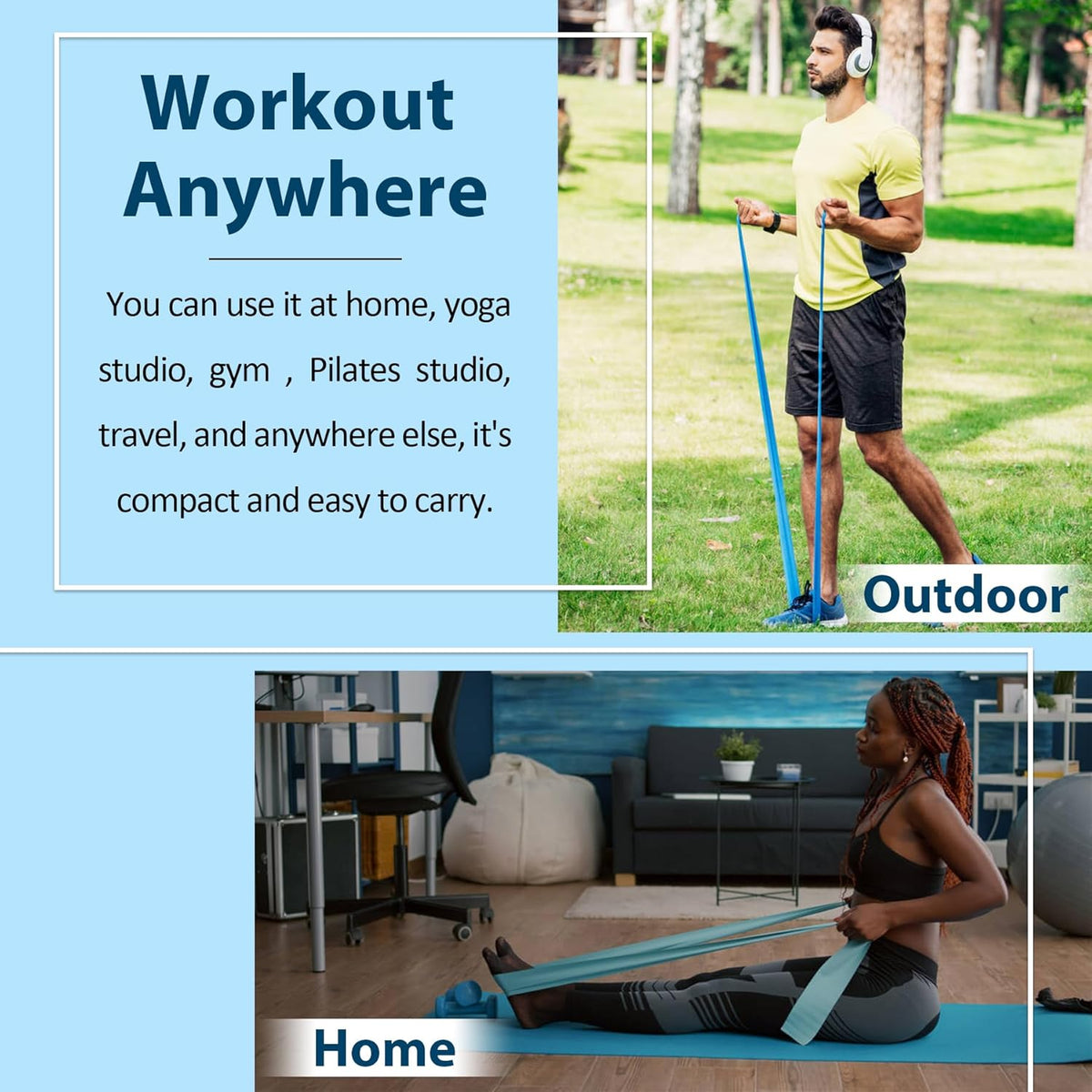 Resistance Bands for Working Out, Physical Therapy Bands, Latex Free Elastic and Exercise Bands Set for Stretching, Suitable for Rehab, Yoga