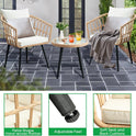 3 Piece Patio Bistro Set, Outdoor Wicker Apartment Balcony Furniture Sets, Rattan Table and Chairs Set of 2 for Porch Backyard Lawn Poolside Deck