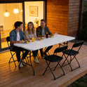 Folding Table 6ft - Heavy Duty Plastic Table with Handle, Foldable & Portable, Fold-in-Half Utility Tables for Outdoor, Dining, Wedding, Events