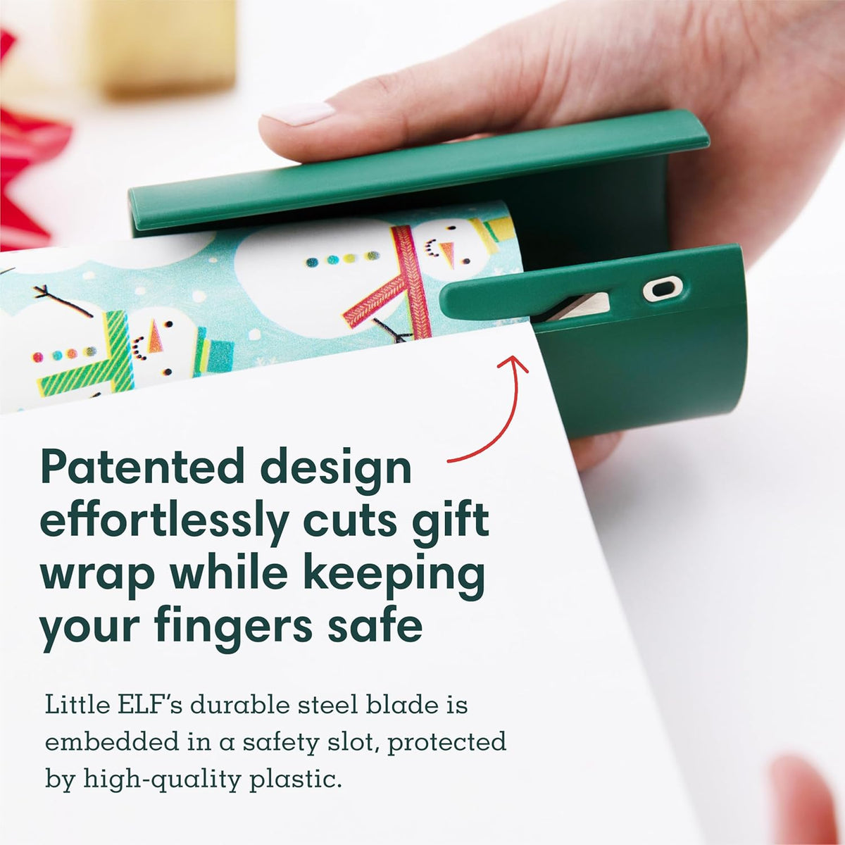 Little ELF Wrapping Paper Cutter (2-Pack) | Made in USA | Green | Holiday Gift Wrap Paper Roll Holder and Cutter