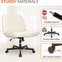 Orange Factory Criss Cross Chair Wheels Wide Cross Legged Office Desk Vanity Chair Comfy Fabric Armless Adjustable Swivel for Home Computer Task