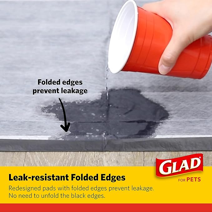 Glad for Pets Black Charcoal Puppy Pads, 23"x23" Disposable Pee Pad That Absorbs & Neutralizes Urine Instantly, Activated Carbon Training Pads