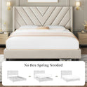 Yaheetech Queen Bed Frame Upholstered Platform Bed with Wing Side/Wooden Slat Support/Tufted Headboard with Wing Side/Mattress Foundation/No Box