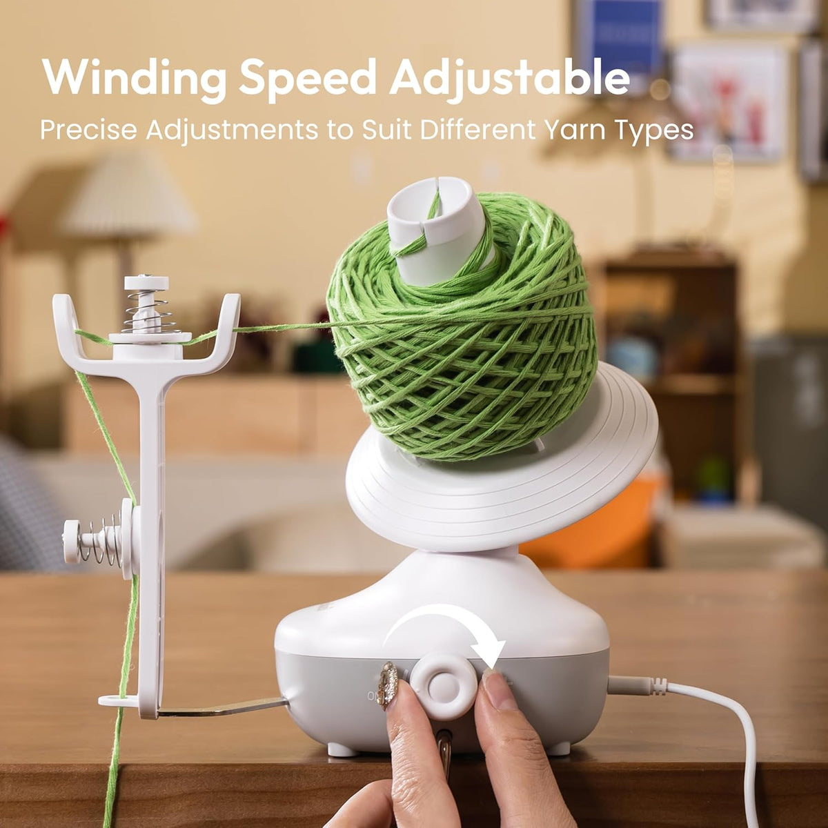 Etcokei Yarn Winder, Electric Yarn Ball Winder for Crocheting, Compact Yarn Cake Winder with Strong Tension Stepless Speed, Automatic Yarn Spinner