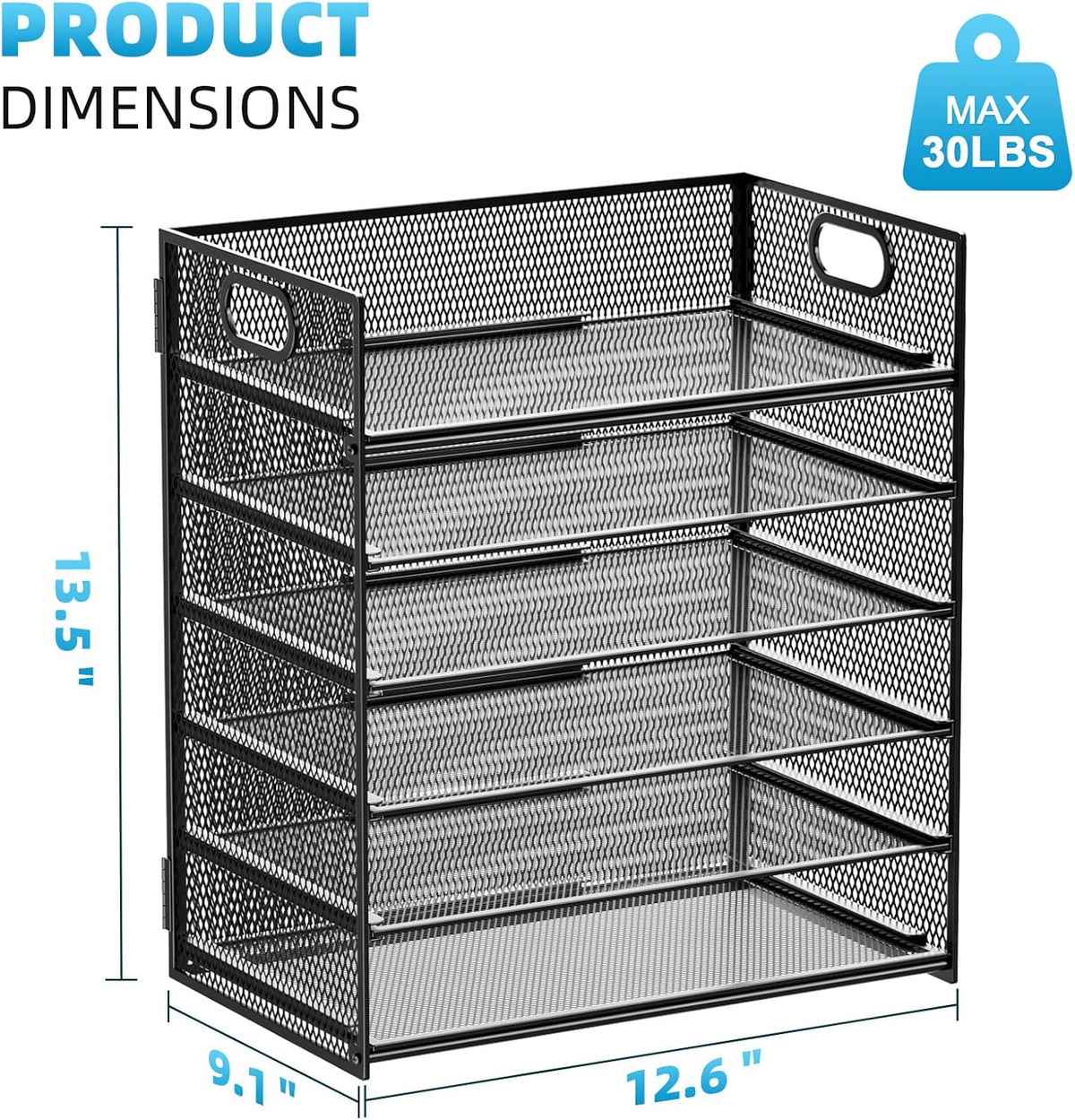 Marbrasse 6 Tier Paper Organizer Letter Tray - Mesh Desk File Organizer with Handle, Paper Sorter Organizer for Letter/A4 Office File Folder Holder