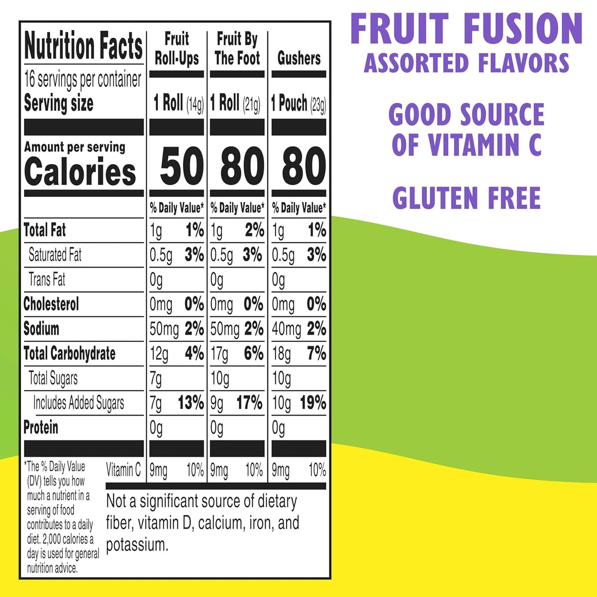 Fruit by the Foot Snacks Variety Pack - Fruit Roll-Ups, Gushers, Gluten Free Gummy Kids Snack, Good Source of Vitamin C, 16 Individually Wrapped