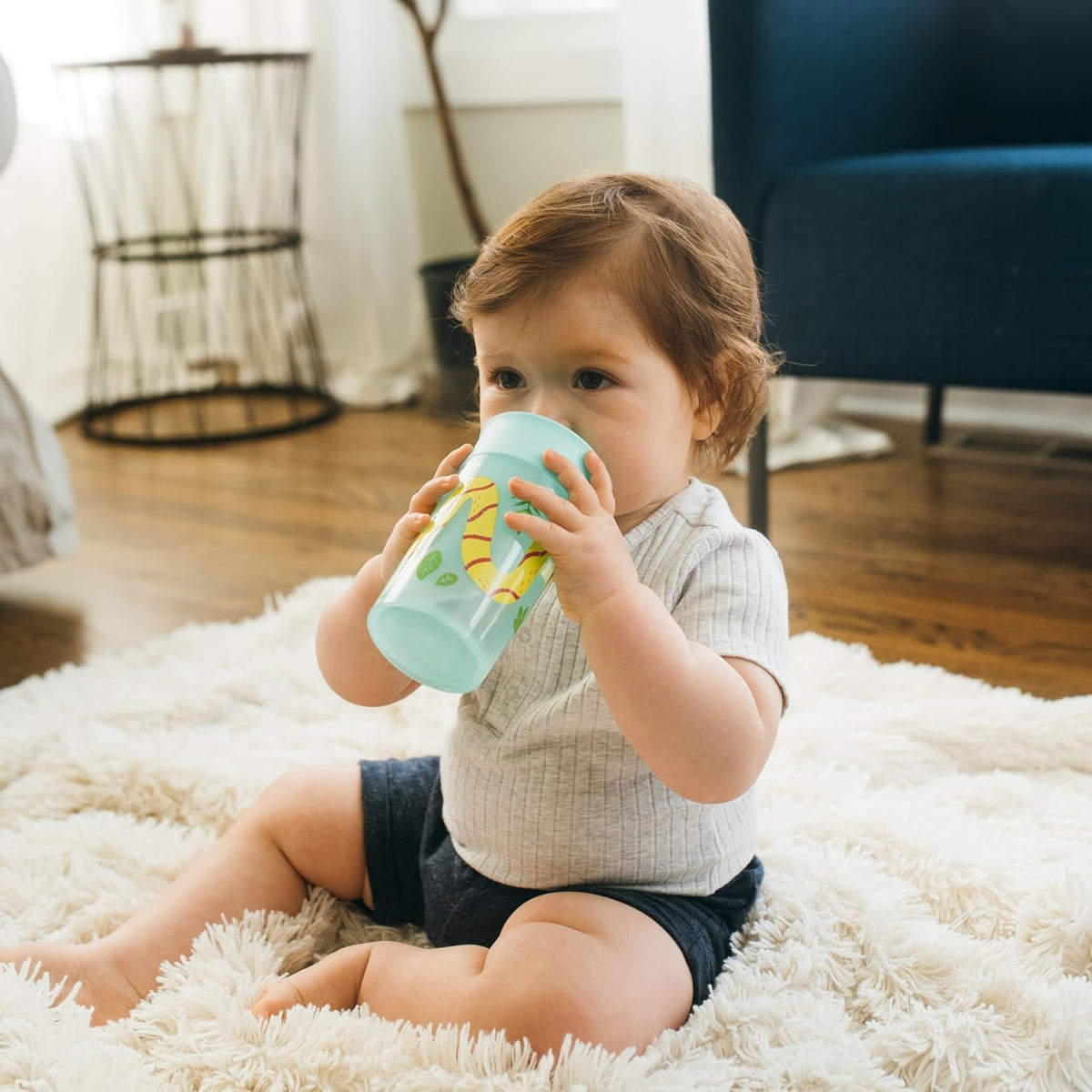 Dr. Brown's Polypropylene (PP) Milestones Cheers 360 Sippy Training Cups for Babies and Toddlers - Blue/Green - 10oz - 2-Pack - 9m+